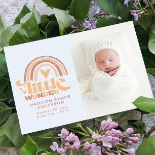 Birth Announcement Photo Postcard   Little Wonder