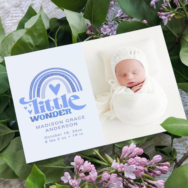 Birth Announcement Photo Postcard | Little Wonder (Creator Uploaded)