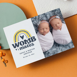 Birth Announcement Photo Postcard Womb Mates
