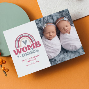 Birth Announcement Photo Postcard   Womb Mates