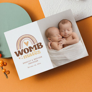 Birth Announcement Photo Postcard   Womb Mates