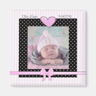 Birth Announcement Pink Baby Girl Magnet