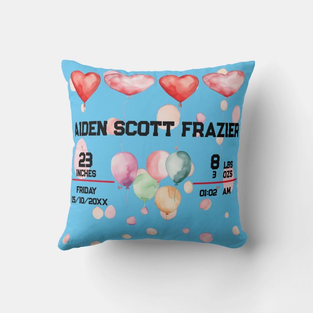 Birth Announcement Reversible/Custom Cushion (Back)