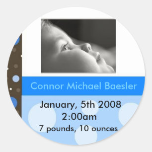 Birth announcement sticker BOY