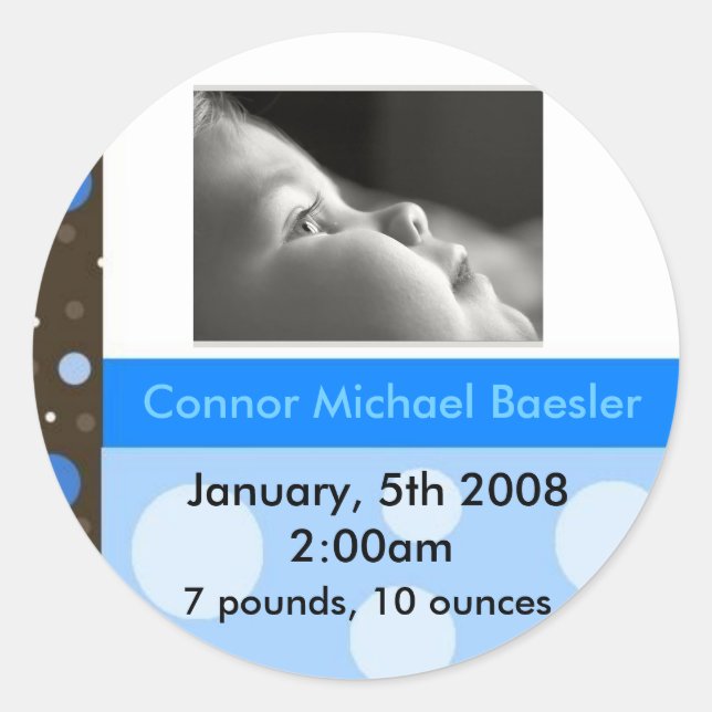 Birth announcement sticker BOY (Front)