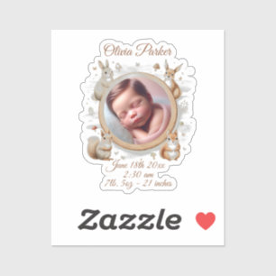 Birth Announcement Sticker - Woodland Animals