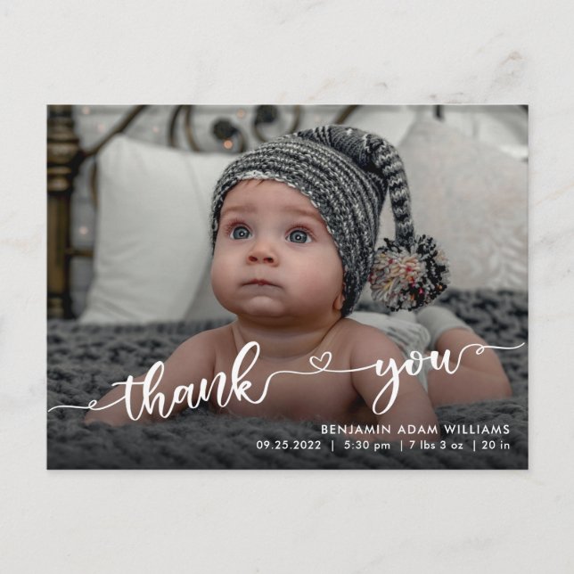 Birth Announcement & Thank You Postcard (Front)