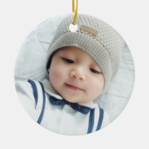 Birth Announcement with Custom Newborn Baby Photo Ceramic Tree Decoration