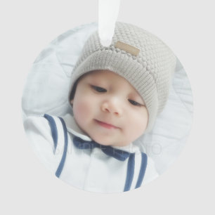Birth Announcement with Custom Newborn Baby Photo Ornament