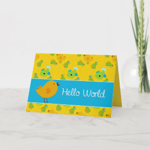 Birth Announcement Yellow Bird with Photo
