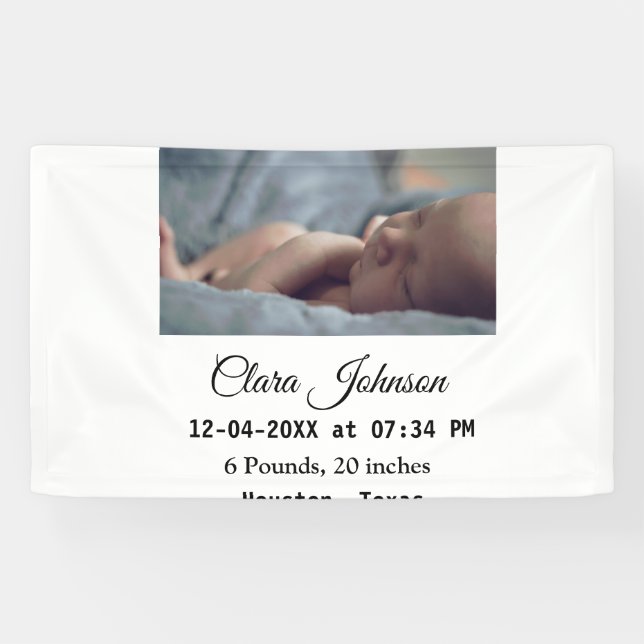 Birth announcements add photo date time place deta banner (Horizontal)