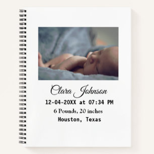 Birth announcements add photo date time place deta notebook