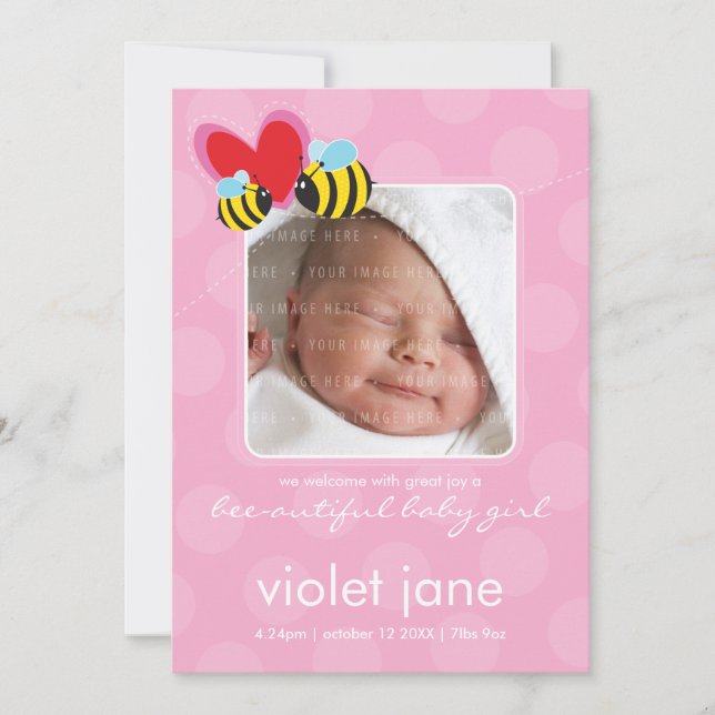 BIRTH ANNOUNCEMENTS :: bee-autiful 4P (Front)
