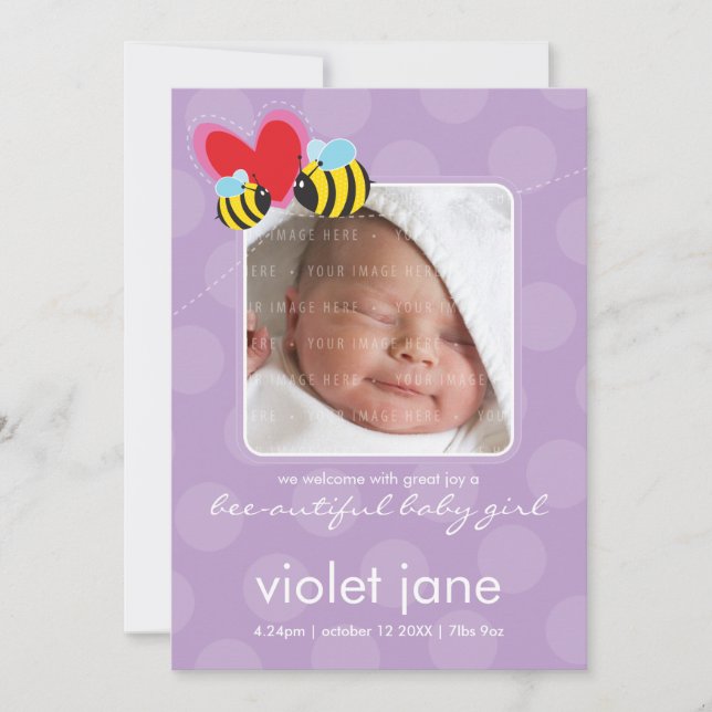 BIRTH ANNOUNCEMENTS :: bee-autiful 5P (Front)