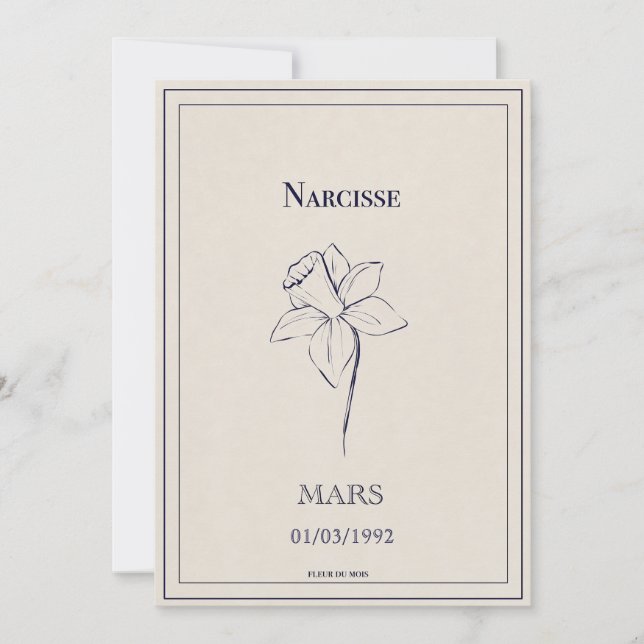 Birth card of the month of March narcisse (Front)