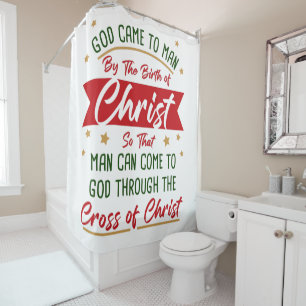 Birth & Cross of Jesus Christ Christmas Faith Shower Curtain