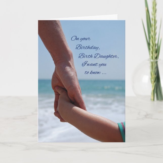 Birth Daughter Child Birthday Holding Hands Beach Card (Front)