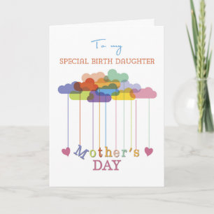 Birth Daughter, Cute Mother's Day Rainbow Clouds Card