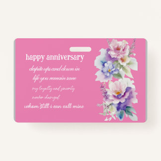 birth day and anniversary thanks ID badge