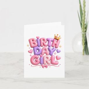 Birth Day Girl Balloon Letters PNG Cute Pink Bir Invitation