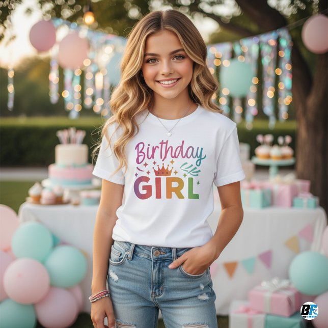 Birth Day Girl White Elegant  T-Shirt (Creator Uploaded)