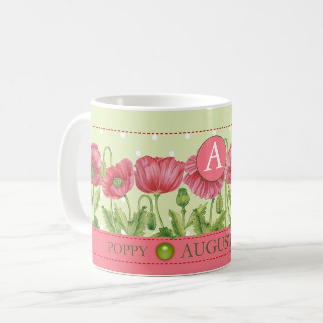 Birth Flower and Gem August Classic Mug (Front Left)