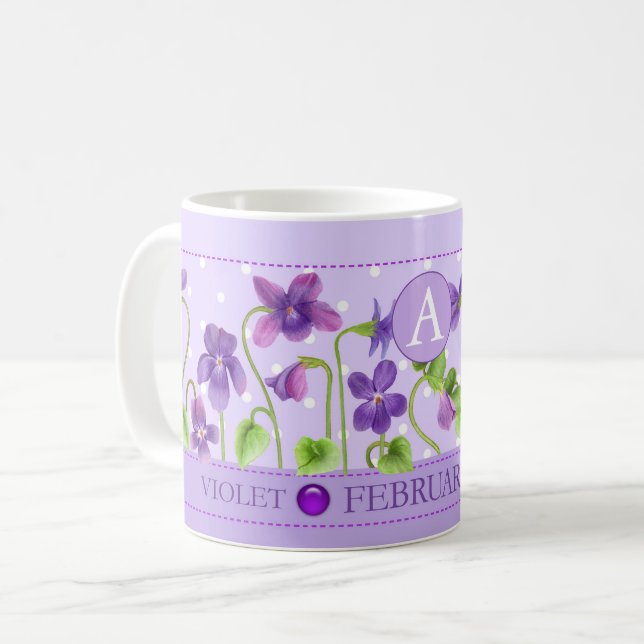 Birth Flower and Gem February Classic Mug (Front Left)