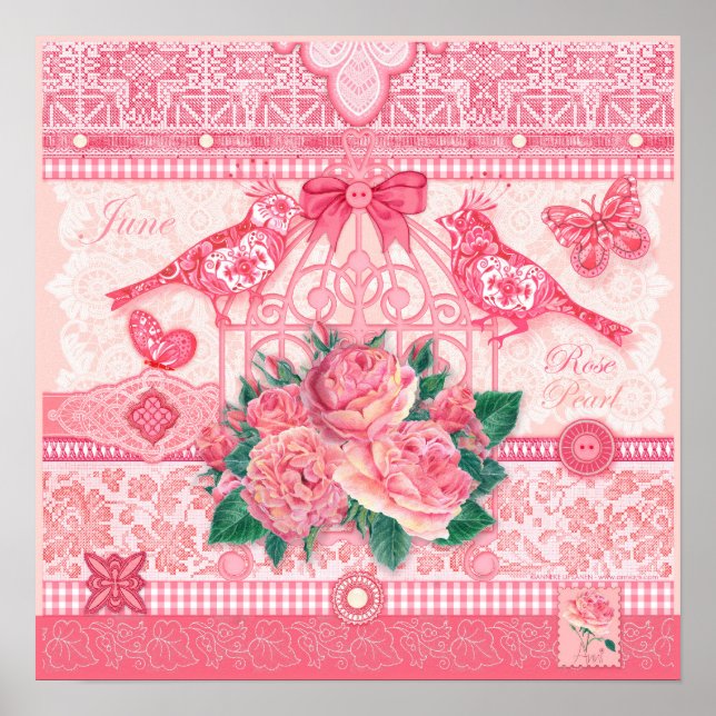 Birth Flower and Gem June Birdcage Poster (Front)