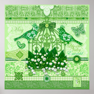 Birth Flower and Gem May Birdcage Poster