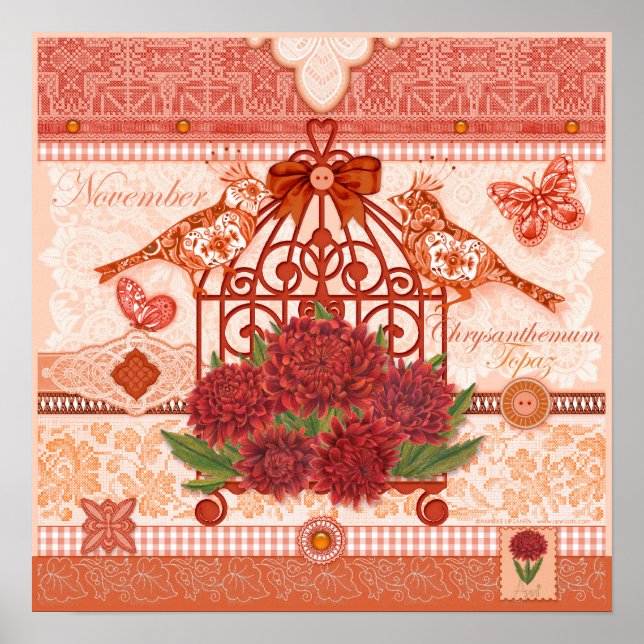 Birth Flower and Gem November Birdcage Poster (Front)