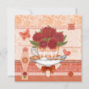 Birth Flower and Gem November Teacup Card