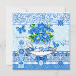 Birth Flower and Gem September Teacup Card