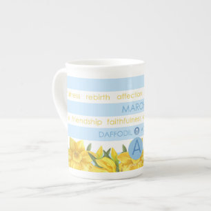 Birth Flower and Gem Stripe Mug March Bone China
