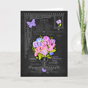 Birth Flower April Chalk Personalised Card
