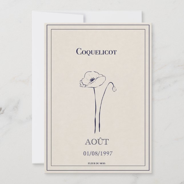 Birth flower card August poppy (Front)