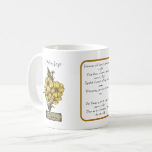 Birth Flower FEBRUARY Birthday Primrose Poem Coffee Mug
