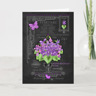 Birth Flower February Chalk Personalised Card