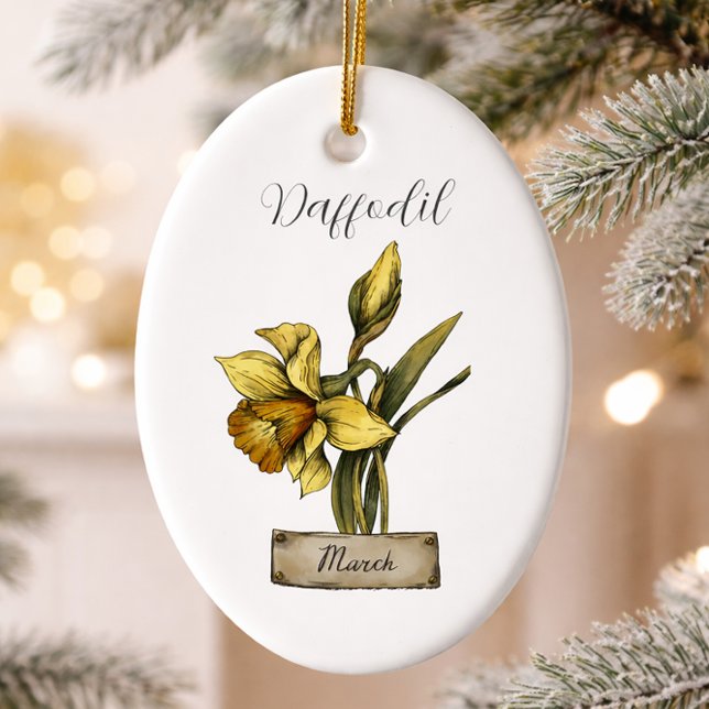 Birth Flower MARCH Birthday Daffodil Ceramic Ornament (Creator Uploaded)