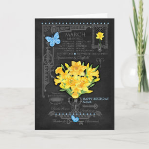 Birth Flower March Chalk Personalised Card