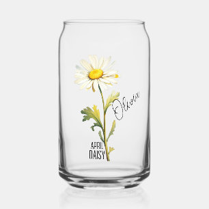 Birth Flower Month April Daisy Name Can Glass