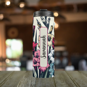 Birth Flower Month August Gladiolus Personalised Thermal Tumbler