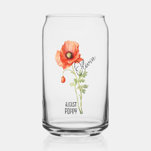 Birth Flower Month August Poppy Name Tote Bag Can Glass