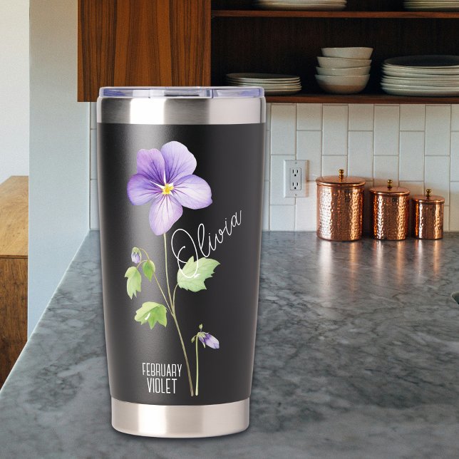 Birth Flower Month February Violet Name Insulated Tumbler (Creator Uploaded)