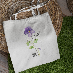 Birth Flower Month February Violet Name Tote Bag