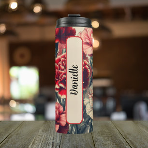 Birth FLower Month January Carnation Personalised Thermal Tumbler