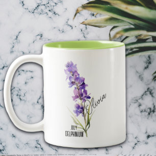 Birth Flower Month July Delphinium Name Two-Tone Coffee Mug