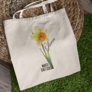 Birth Flower Month March Daffodil Name Tote Bag