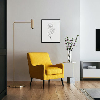 Birth flower month minimalist ink  poster