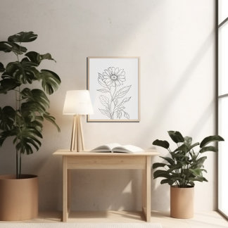 Birth flower month minimalist ink  poster