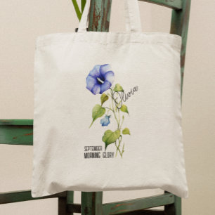 Birth Flower Month September Morning Glory Name Tote Bag
